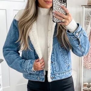 Abercrombie and fitch jean jacket sherpa